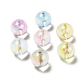 Placage uv perles acryliques transparentes irisées arc-en-ciel, ronde