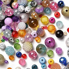 Plating Acrylic Beads, Mixed Shapes