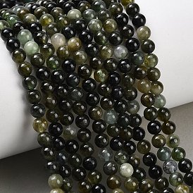 Бусы из натурального зеленого турмалина, гладкий круглый