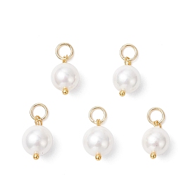 Круглые подвески из ракушечного жемчуга, с 304 кольцами из нержавеющей стали, белые