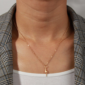 Minimalist Lightning Pendant Necklace for Sexy Collarbone Chain by NE320 Jewelry