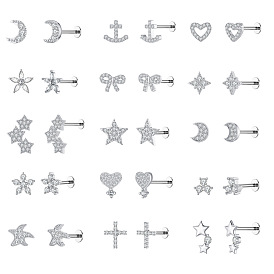 316l серьги для хряща из хирургической нержавеющей стали с микропаве из прозрачного кубического циркония, цвет нержавеющей стали, ежедневные аксессуары для ушей