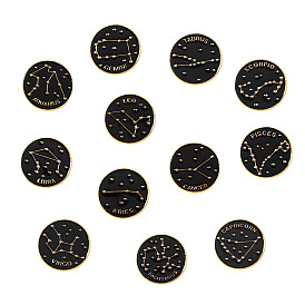 Эмалированная булавка со словом "черное созвездие", плоский круглый значок из позолоченного сплава для одежды рюкзака