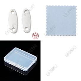 20Pcs 925 Sterling Silver Links, Chain Tabs with 1 Sheet Double Sided Suede Fabric Silver Polishing Cloth