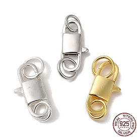 925 Sterling Silver Lobster Claw Clasps, Rectangle with 925 Stamp