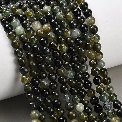 Бусы из натурального зеленого турмалина, гладкий круглый