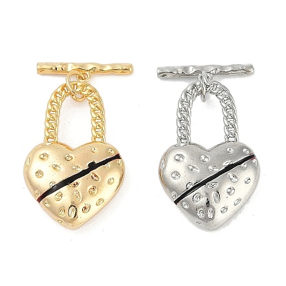 Застежки-тоггл из латуни и эмали, без кадмия, без никеля и без свинца, сердце