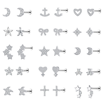 316l серьги для хряща из хирургической нержавеющей стали с микропаве из прозрачного кубического циркония, цвет нержавеющей стали, ежедневные аксессуары для ушей