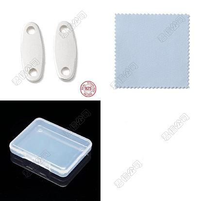 20Pcs 925 Sterling Silver Links, Chain Tabs with 1 Sheet Double Sided Suede Fabric Silver Polishing Cloth
