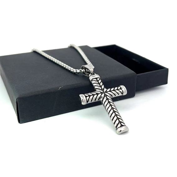 Подвеска-крест из нержавеющей стали в стиле панк-рок, винтажные мужские ожерелья