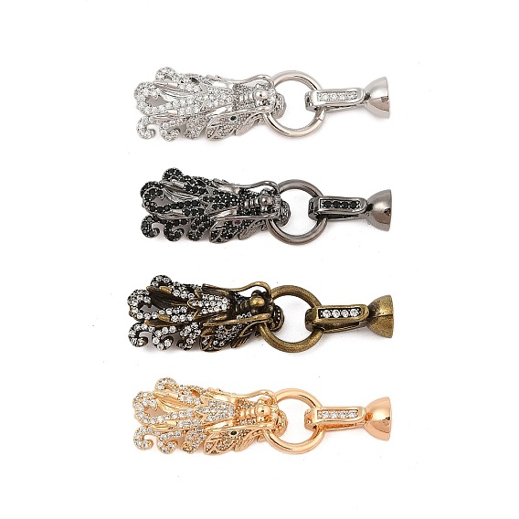 Латунные микро проложить кубического циркония раз за застежками, без кадмия, без никеля и без свинца, дракон