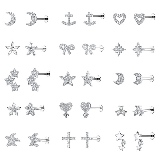 316l серьги для хряща из хирургической нержавеющей стали с микропаве из прозрачного кубического циркония, цвет нержавеющей стали, ежедневные аксессуары для ушей