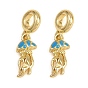 Латунные эмалированные европейские подвески с подвесками, медуза, Подвески с большими отверстиями, долговечный, без кадмия и без свинца, стойки покрытие