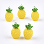 Resin Pendants, with Platinum Tone Iron Findings, Imitation Food, Pineapple, Platinum