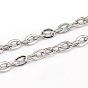 Stainless Steel Cable Chains, Flat Oval, Unwelded