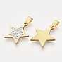 201 Stainless Steel Pendants, with Random Size Snap On Bails and Polymer Clay Crystal Rhinestones, Star