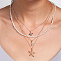 Colliers de perles d'imitation en plastique, colliers multicouches, Collier pendentif étoile croix strass en alliage pour femmes