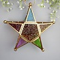 Star Shape Glass and Iron Candle Holder, Candle Storage Container Home Decoration