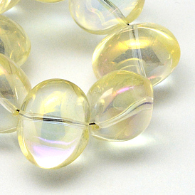 Electroplate Glass Beads Strands, Rainbow Plated, Oval