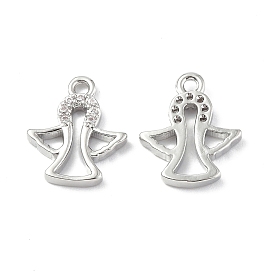 Brass Micro Pave Clear Cubic Zirconia Charms, Angel Charm
