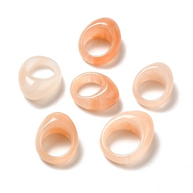 Natural Pink Aventurine Wide Dome Band Ring, Gemstone Jewelry for Women