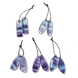 2Pcs Natural Fluorite Pendants, Gems Charms