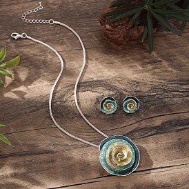 Комплекты из серег-гвоздиков и ожерелий с эмалью из сплава для женщин, цветок