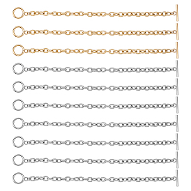 Unisex 304 Stainless Steel Cable Chain Bracelets, with Toggle Clasps
