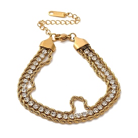 18k Gold-Plated Stainless Steel With Rhinestones Chain Bracelet for Women