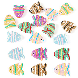 12шт 6 цвета окрашенные стеклянные бусины, рыба, с эмалью
