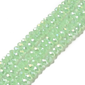 Galvanoplastie imitation verre jade rondelle perles brins, facette, de couleur plaquée ab , 4x3mm, Trou: 1mm, Environ 139 pcs/chapelet, 15.7 pouce
