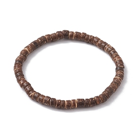 Natural Coconut Disc Stretch Bracelets, for Women Men