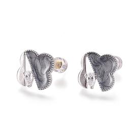 Real 18K Gold Plated Brass Stud Earring Findings, with Loop, with Clear Cubic Zirconia, Enamel and Ear Nuts, Cloud