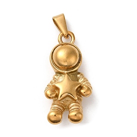 Vacuum Plating 304 Stainless Steel Pendants, Long-Lasting Plated, Spaceman with Star Charm