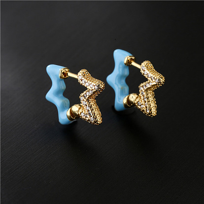 Colorful Oil Drop Zircon Earrings for Women, 18K Gold Plated Fashion Jewelry