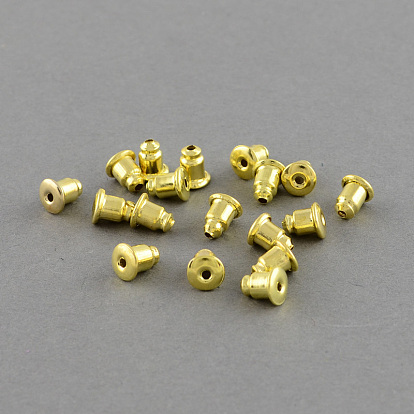 Iron Ear Nuts, Earring Backs, 6x5mm, Hole: 1mm