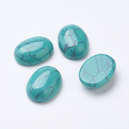 Cabujones de turquesa verde sintético, oval
