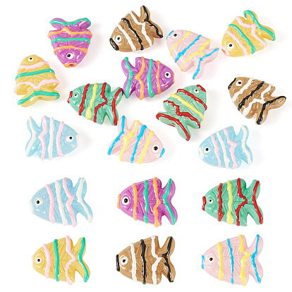 12шт 6 цвета окрашенные стеклянные бусины, рыба, с эмалью