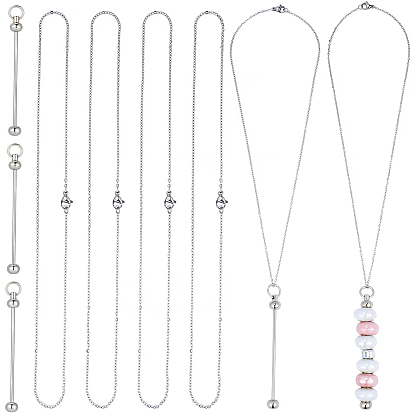 6 шт. 304 ожерелья из нержавеющей стали с цепочкой для мужчин и женщин, с 6шт. железных прутьев, брелоков с бусинами