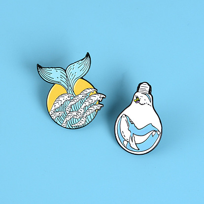 Oceanic Beauty: Whale Tail and Shark Pin Set for Sea Lovers