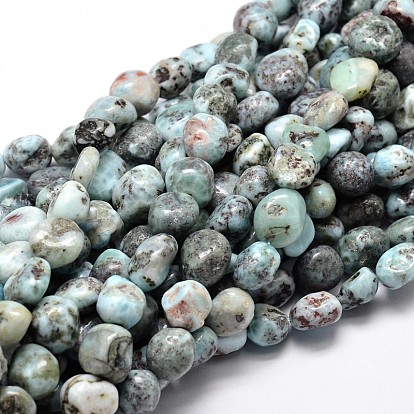 Natural Larimar Nuggets Beads Strands, 11~13x10~12mm, Hole: 1mm, about 15.5 inch