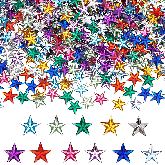 84.7g 11 cabochons en plastique de couleurs, étoiles
