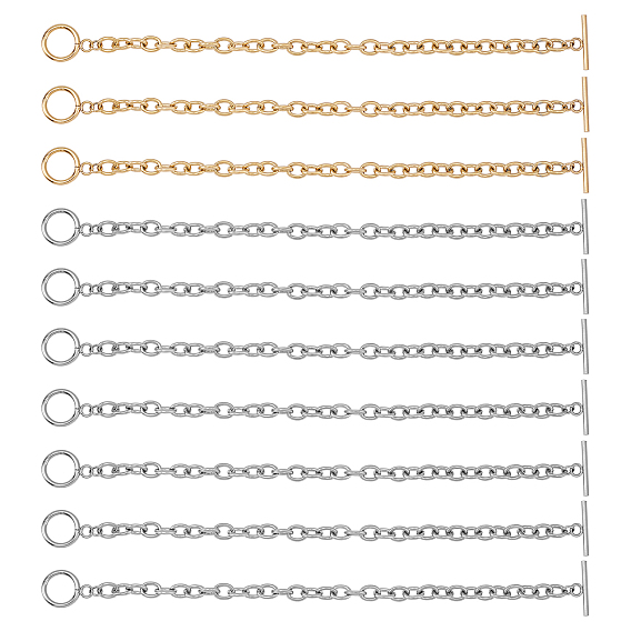 Unisex 304 Stainless Steel Cable Chain Bracelets, with Toggle Clasps