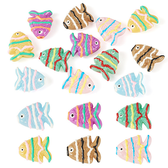 12Pcs 6 Colors Painted Glass Beads, Fish, with Enamel
