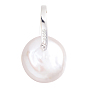 1Pc Natural Pearl Flat Round Pendants, with 925 Sterling Silver Findings, with 925 Stamp, Thistle, 1 Sheet Double Sided Suede Fabric Silver Polishing Cloth