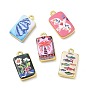 Printed Brass Pendants, Rectangle Charms, Cadmium Free & Lead Free, Golden