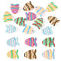 12Pcs 6 Colors Painted Glass Beads, Fish, with Enamel