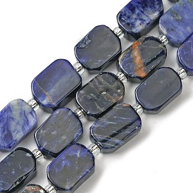 Sodalites naturelles brins de perles, avec des perles de rocaille, rectangle