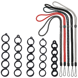 5шт. 5 цвета полиэстеровые шейные ремни, ремешок для шнурка с защитой от потери вейп-ручки, с силиконовыми кольцами типа 5