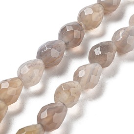 Natural Grey Agate Beads Strands, Faceted Teardrop